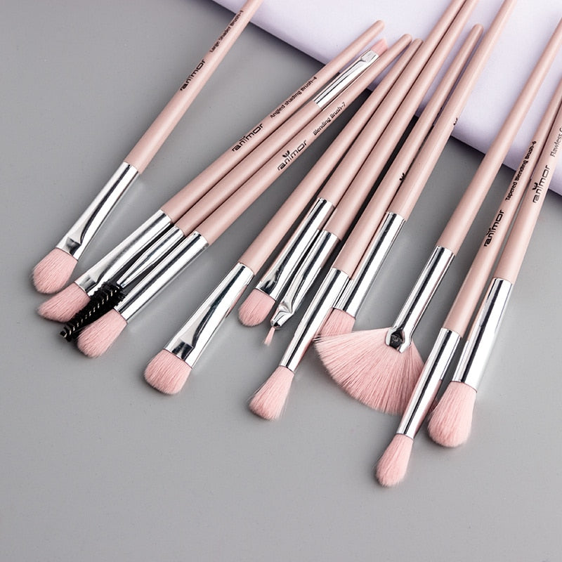 Anmor Pro Makeup Brushes Set 12 pcs/lot Eye Shadow Blending Eyeliner Eyelash Eyebrow Brushes For Make up Portable Eye Brush Set