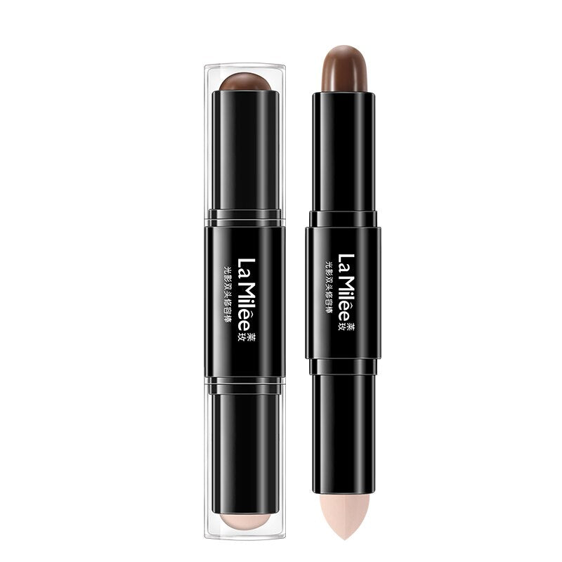 LAMILEE Double Head 3D Bronzer Highlighter Stick Face Makeup Concealer Pen Foundation Stick Cream Texture Contour Pencil