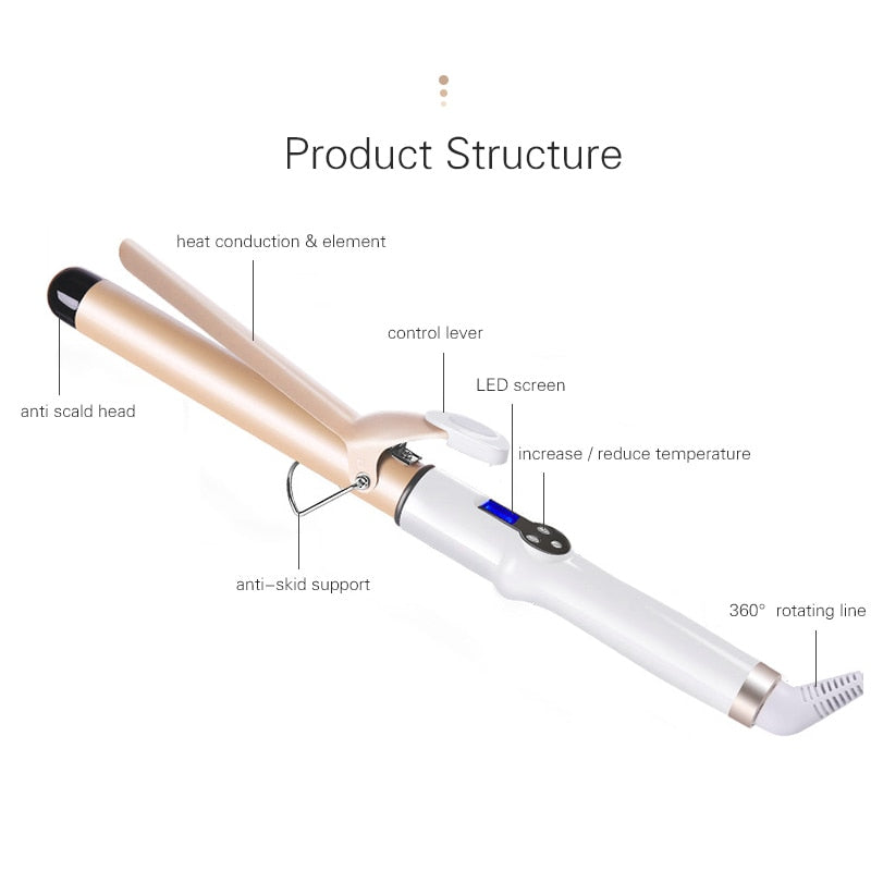 TINTON LIFE Electric Professional Ceramic Hair Curler Lcd Curling Iron Roller Curls Wand Waver Fashion Styling Tools