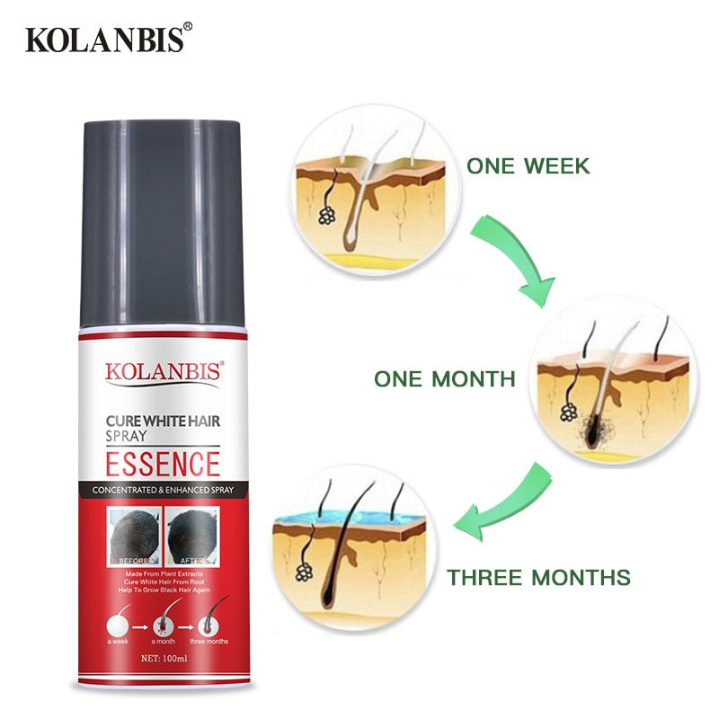 organic black hair care product hair shampoo and  cure white hair oil spray set for  anti gray hair treatment no side effect