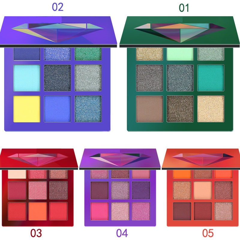 9Colors adds a mirror Glitter Eyeshadow Makeup Pallete Matte Eye shadow Palette Shine Diamond Eyeshadow Powder Pigment Cosmetics
