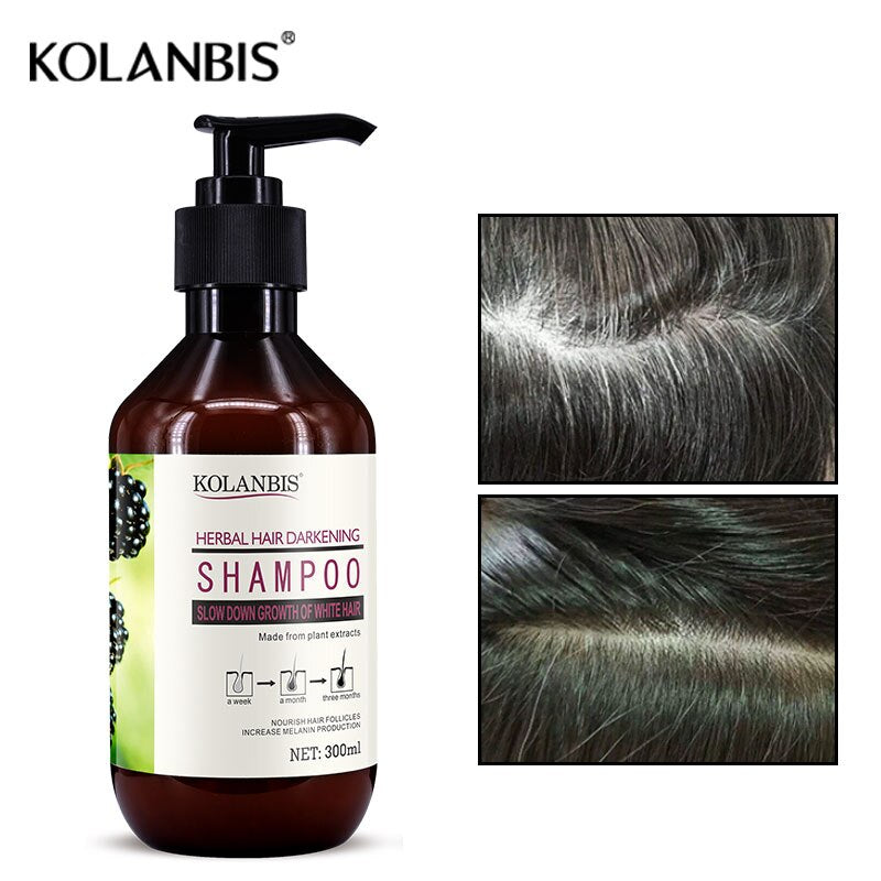organic black hair care product hair shampoo and  cure white hair oil spray set for  anti gray hair treatment no side effect