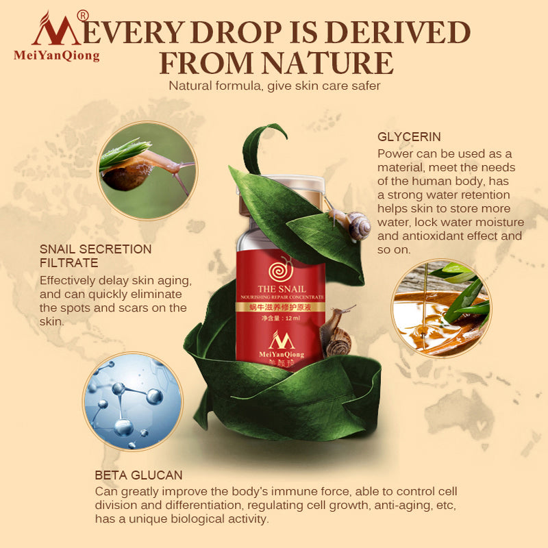 High quality snail100% essence hyaluronic acid liquid whitening spot essence shrink pores ampoule anti-acne regenerative essence