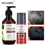 organic black hair care product hair shampoo and  cure white hair oil spray set for  anti gray hair treatment no side effect
