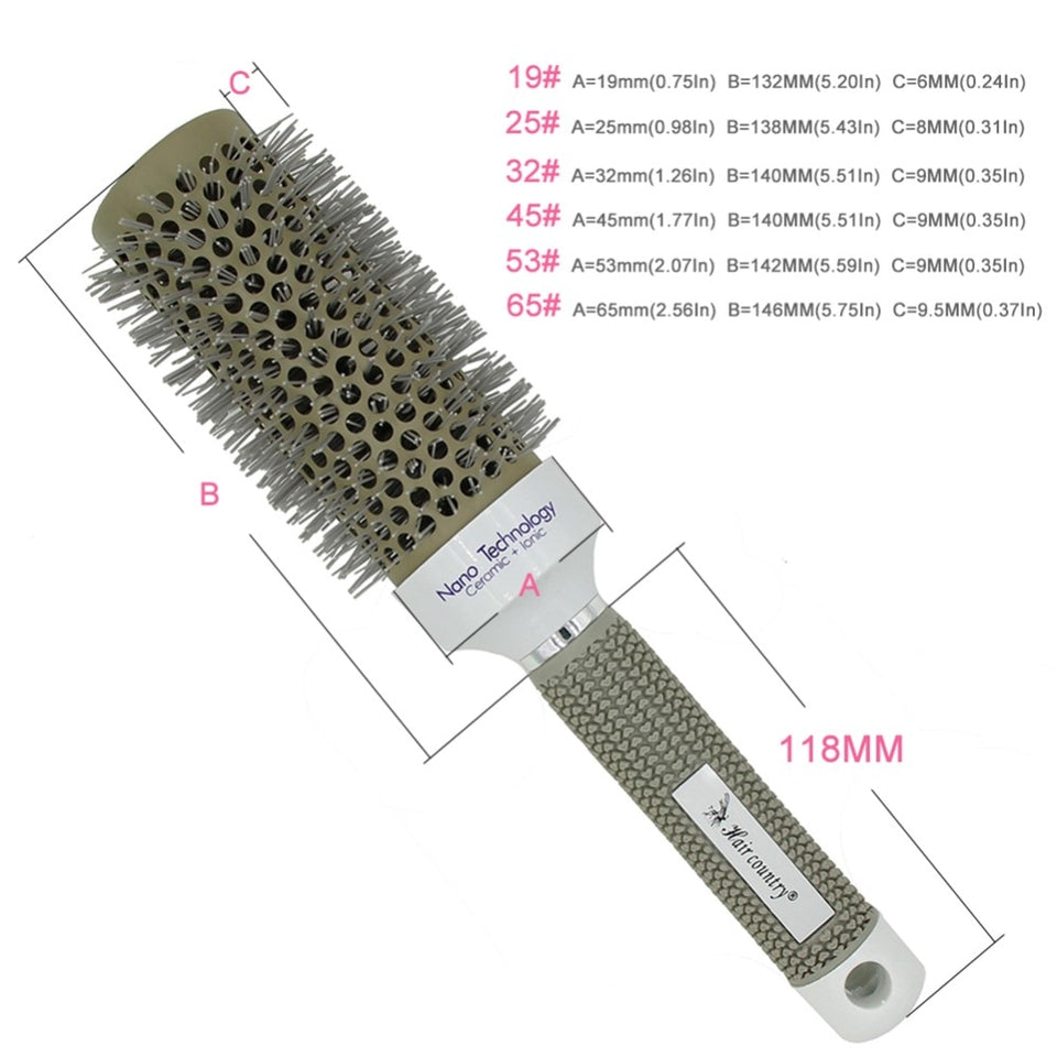 Vaclav 6 Size Hair Brush Nano Hairbrush Thermal Ceramic Ion Round Barrel Comb Hairdressing Hair Salon Styling Drying Curling