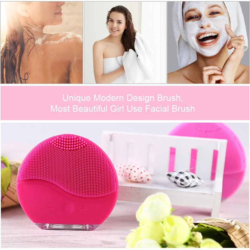 Face Cleaning Brush Electric Facial Cleanser Washing Brush Mini Electric Facial Brush Waterproof Silicone Facial Brush
