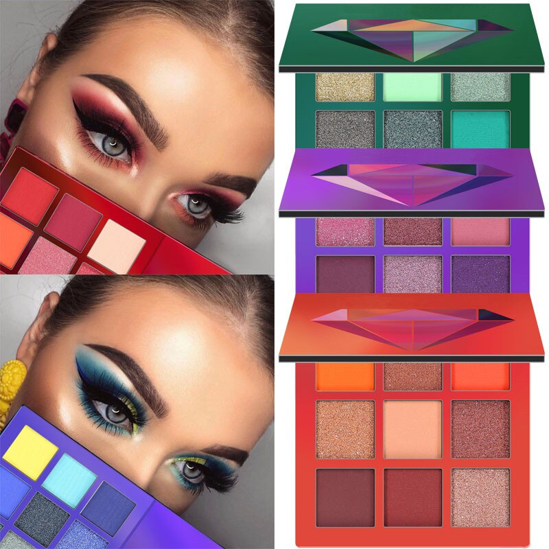 9Colors adds a mirror Glitter Eyeshadow Makeup Pallete Matte Eye shadow Palette Shine Diamond Eyeshadow Powder Pigment Cosmetics