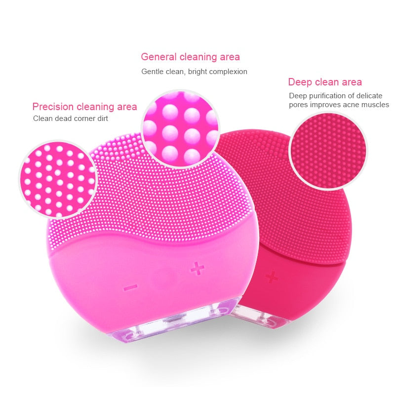 Face Cleaning Brush Electric Facial Cleanser Washing Brush Mini Electric Facial Brush Waterproof Silicone Facial Brush